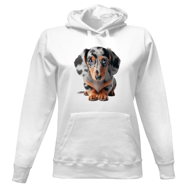 Dámská mikina s kapucí s potiskem Roztomiloučký merle jezevčík